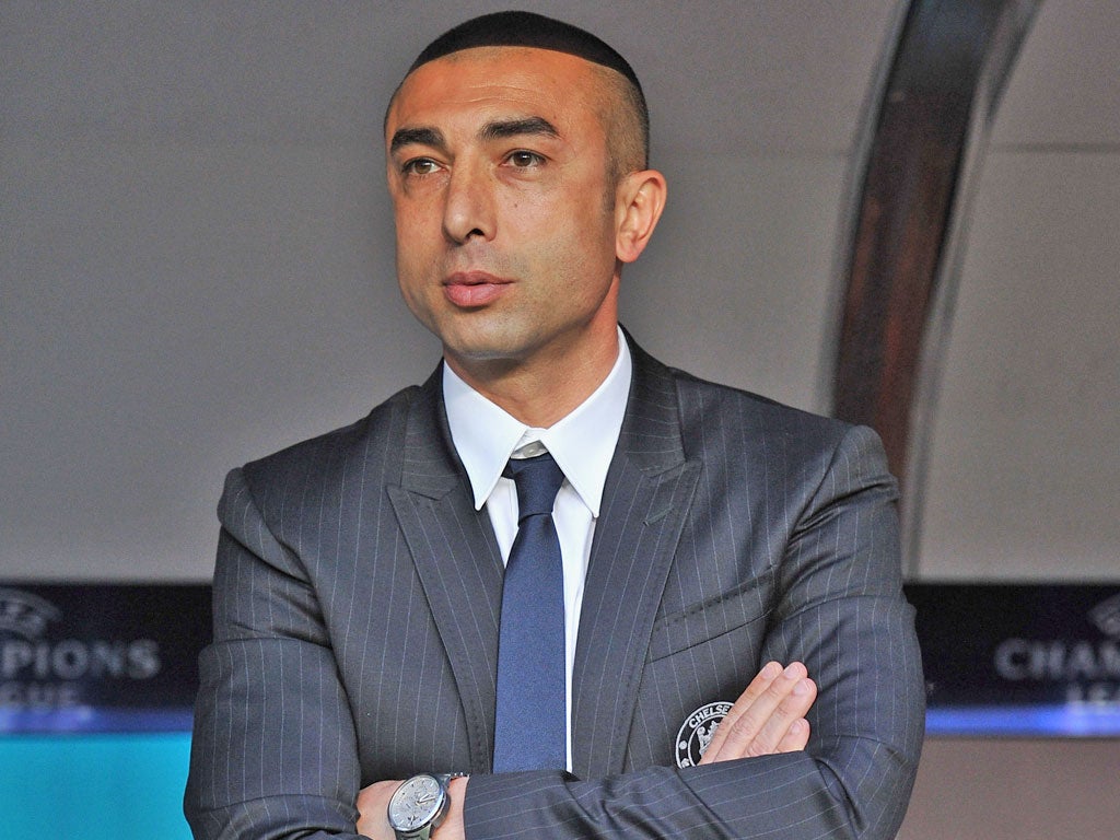 Chelsea caretaker manager Roberto Di Matteo watches proceedings from the bench in Lisbon