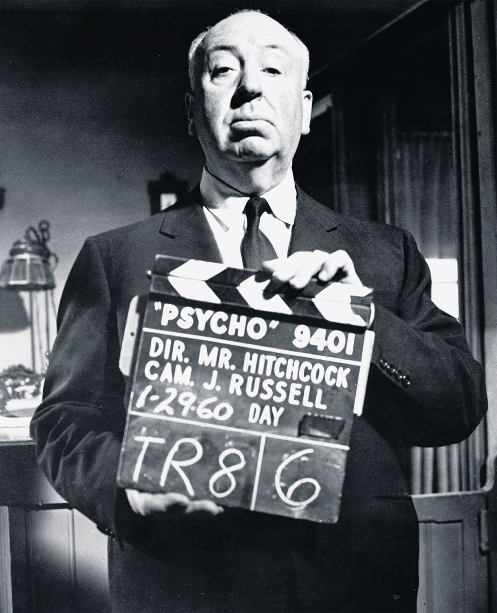 Hitchcock on the set of Psycho (1960)