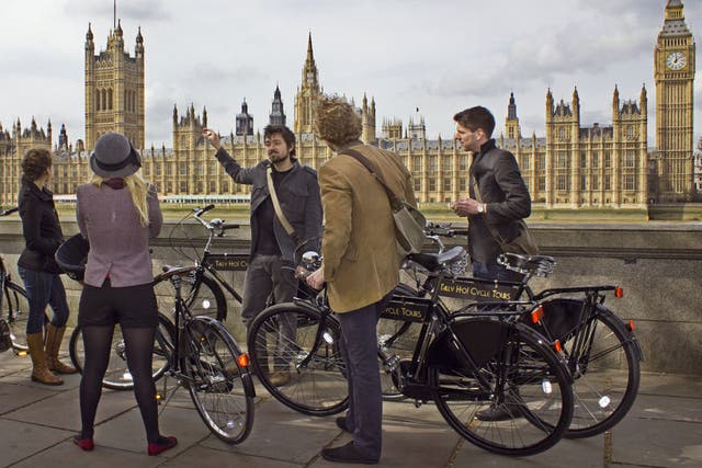 <p><strong>4. Tally Ho!</strong></p>
<p>If you're looking for a more regal way to see London this Jubilee year, book in for a guided bike tour with Tally Ho! The company, launched just last year, whizzes visitors around the capital on vintage-style Pashley bicycles equipped with smart Brooks saddles. Options include a classic 2.5-hour central London ride and a 4.5-hour East Thames Amble but the Royal Loop is the one to book this spring. A four-hour trip around the city's best-known sights, it includes a pit-stop for tea and cakes.</p>
<p><strong>Details: </strong>£34 per person, including bike hire (<a href="http://www.tallyhocycletours.com/london/" target="_blank" title="tallyhocycletours.com">tallyhocycletours.com</a>)</p>
