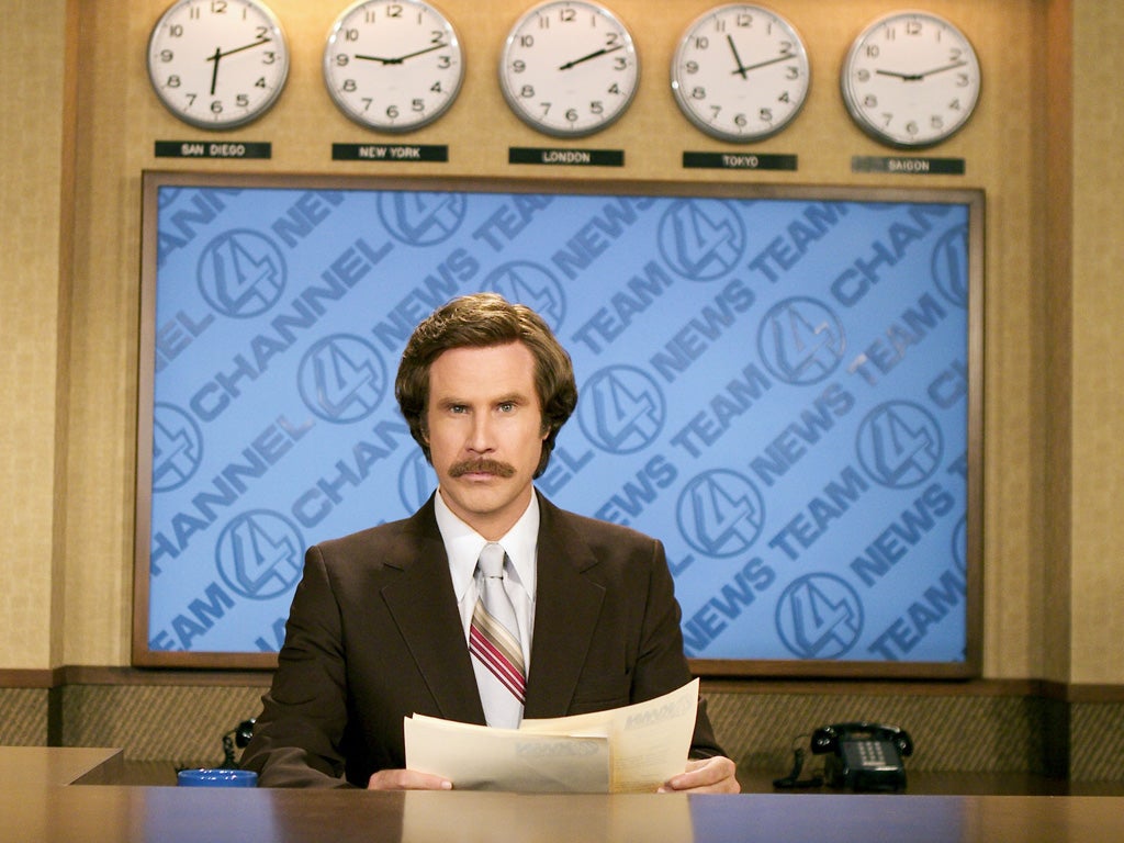 Will Ferrell dressed as news anchor Ron Burgundy
