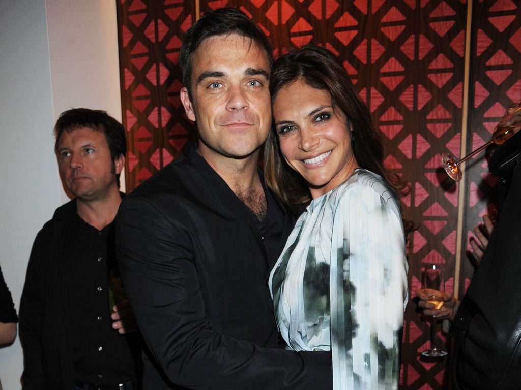 Robbie Williams and wife Ayda Field last month