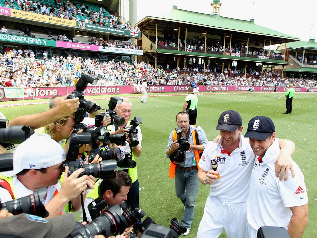 Andrew Strauss is the centre of attention after England’s Ashes triumph in 2011