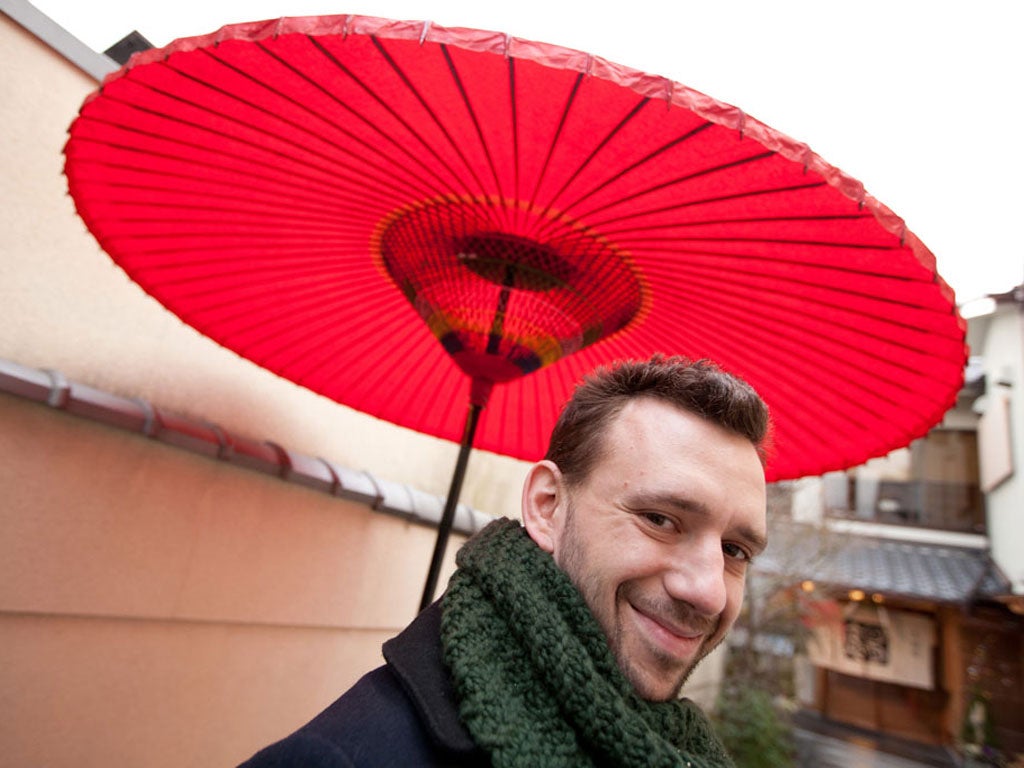 Red-letter day: Hugh Montgomery sets off on his culinary exploration of Japan