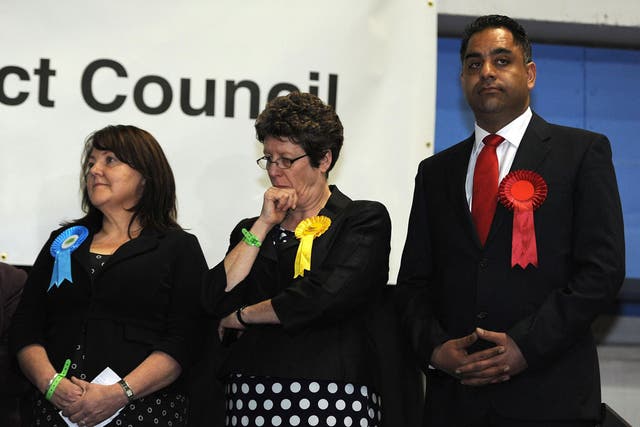 Left to right: the losing candidates, Jackie Whiteley, Jeanette Sunderland and Imran Hussain