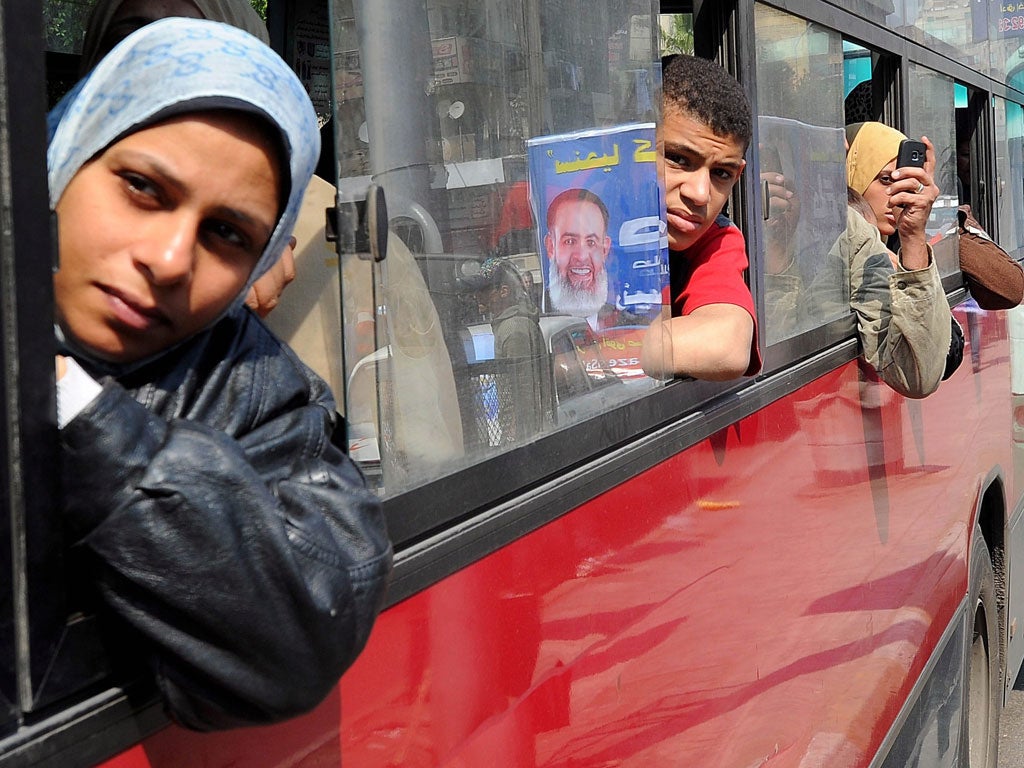Salafist activists travel to a rally