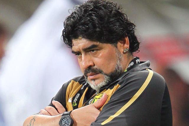 A fuming Diego Maradona after his confrontation with crowd members