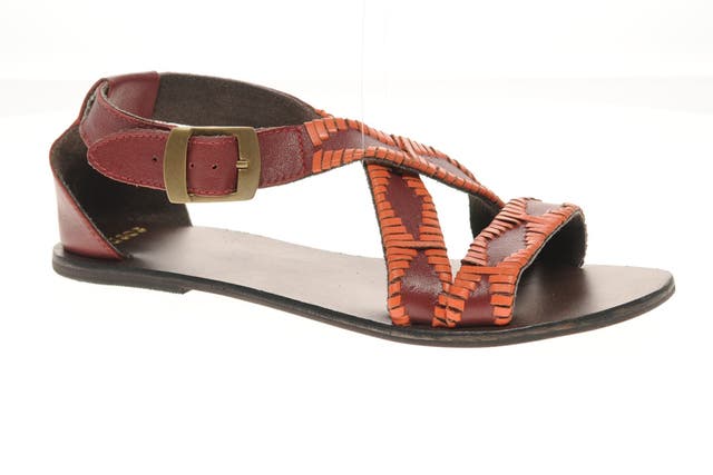 1. ASOS: £32, asos.com - Get the global-traveller look that is sweeping the catwalks just now, with these flat, red leather sandals embellished with a chunky orange top-stitch detail.