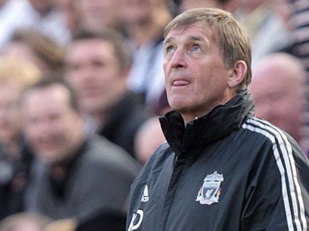 Kenny Dalglish looks to the heavens during the 2-0 defeat