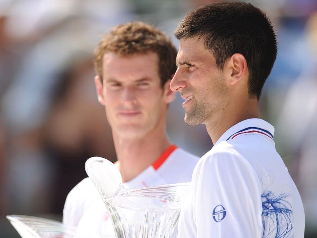 Novak Djokovic beats Murray at the Sony Ericsson Open at Crandon Park Tennis Center in Key Biscayne, Florida