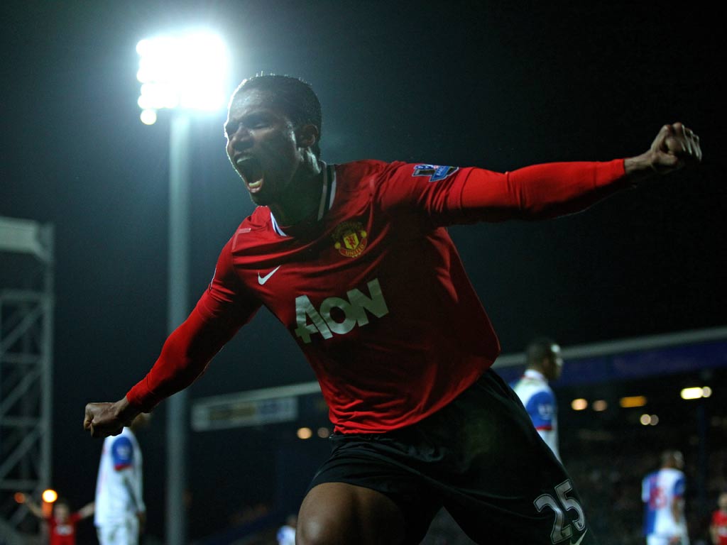 Blackburn 0-2 Manchester United Antonio Valencia celebrates after opening the scoring against Blackburn Rovers. The breakthrough came with just 10 minutes of the game remaining after a resiliant display by the hosts.