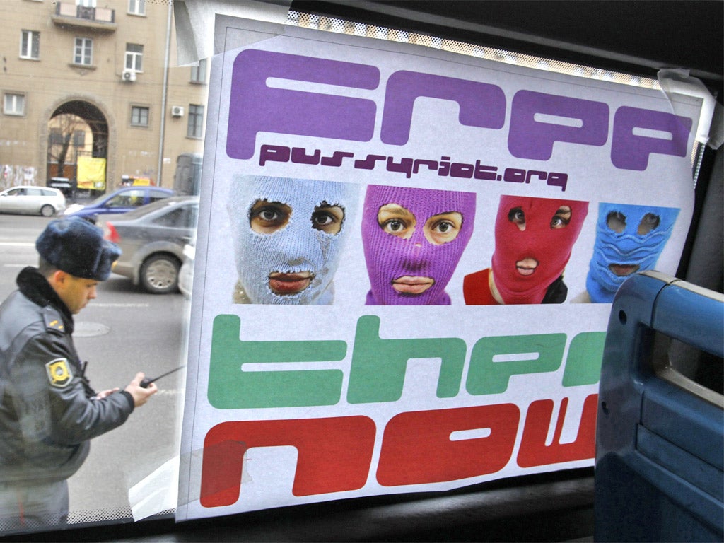 A poster in Moscow in support of the female punk protest group Pussy Riot
