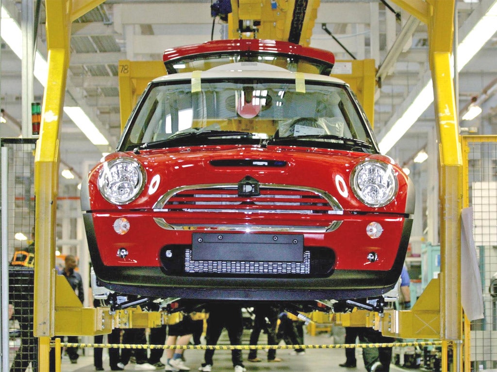 A new Mini being manufactured at the BMW plant in Cowley, Oxford