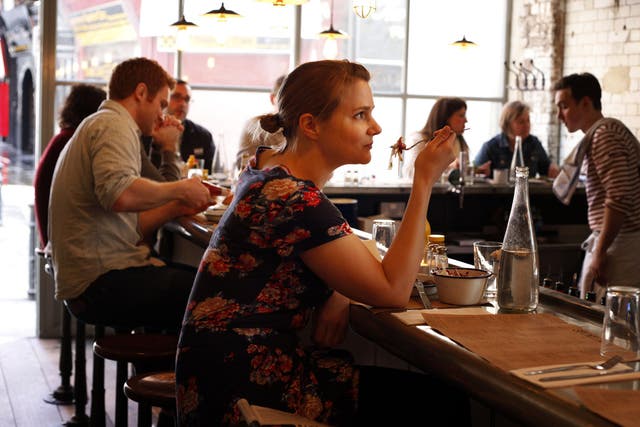 Going solo: Charlotte McDonald-Gibson at Spuntino in Soho, where lone diners are welcomed