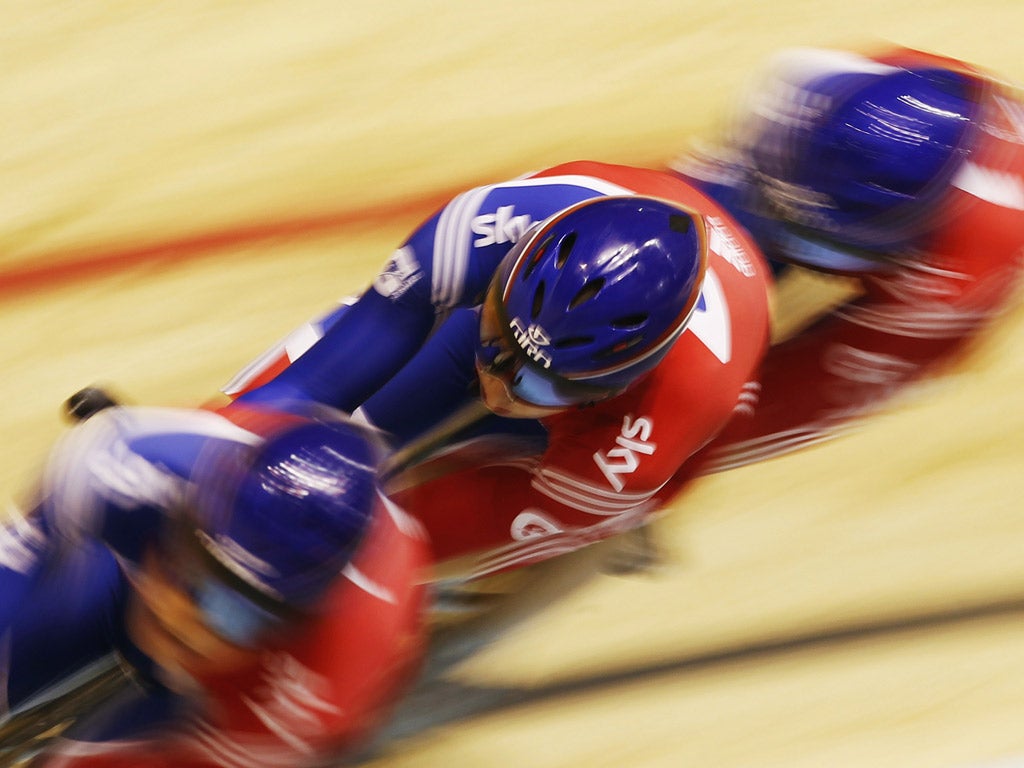 The British women's pursuit team win gold at the World Track Championships in Melbourne yesterday