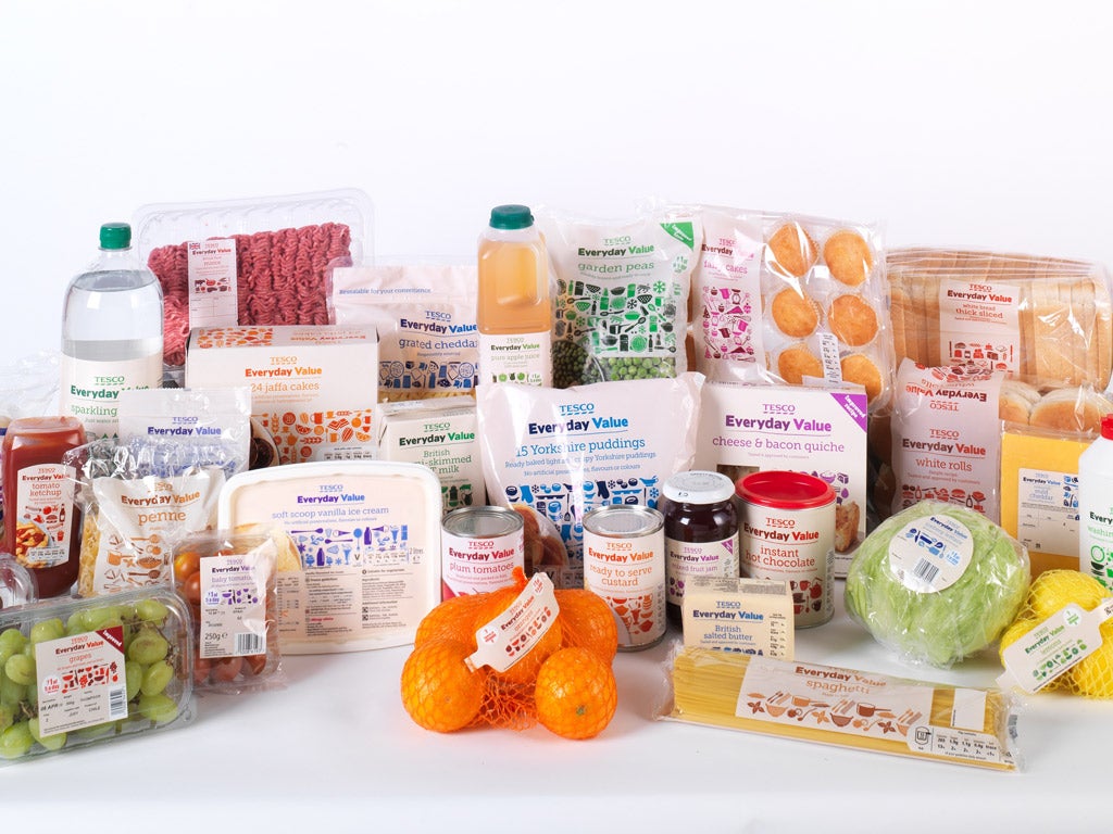 Some of the items in Tesco's Value range, which is being canned