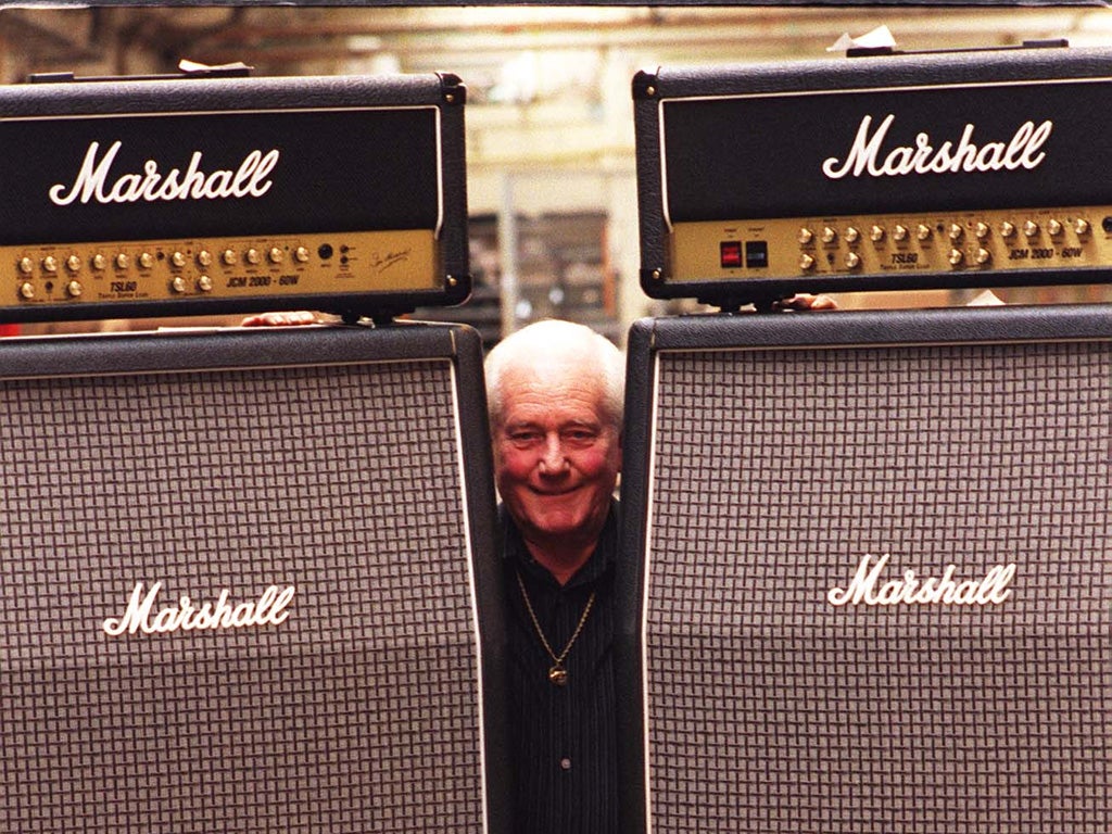 'Fender was too clean...': Marshall with his amps in 1999