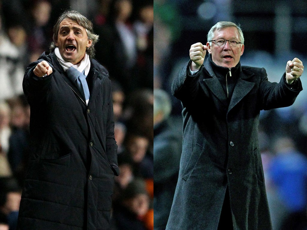 Mancini (left) and Ferguson know the race is run if Arsenal win tomorrow