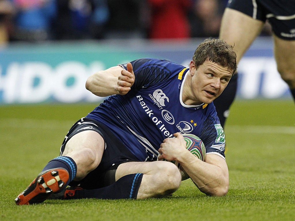 In BOD they trust: Brian O'Driscoll scores one of Leinster's tries against the Blues