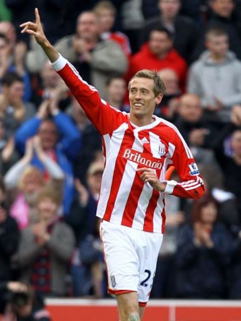 PETER CROUCH: The Stoke striker is displaying the
form which once made him an England regular