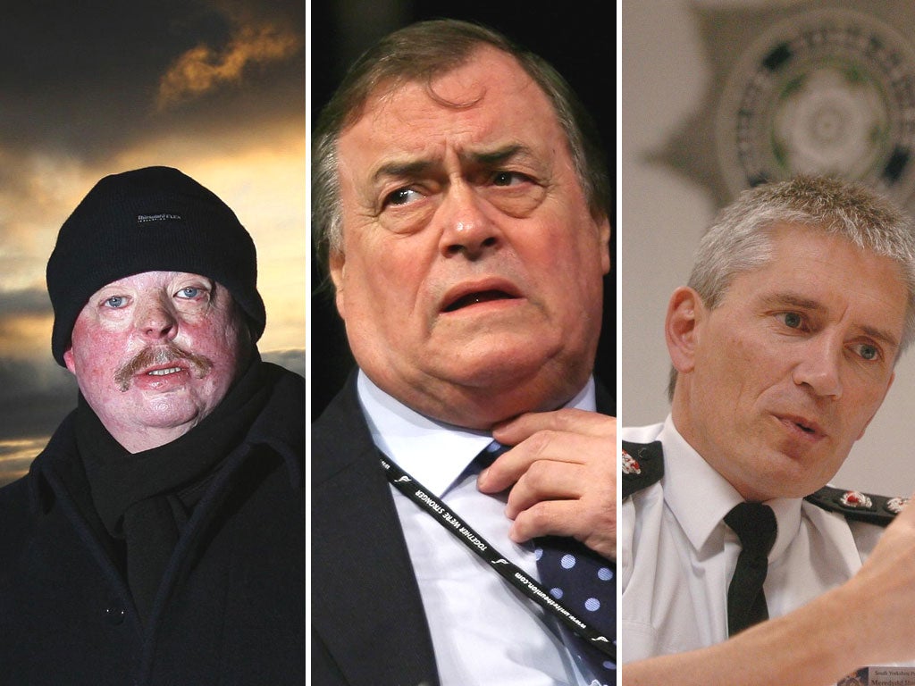 Elected commissioners: Simon Weston in Wales, left; John Prescott in West Midlands, centre; Meredydd
Hughes in South Yorkshire