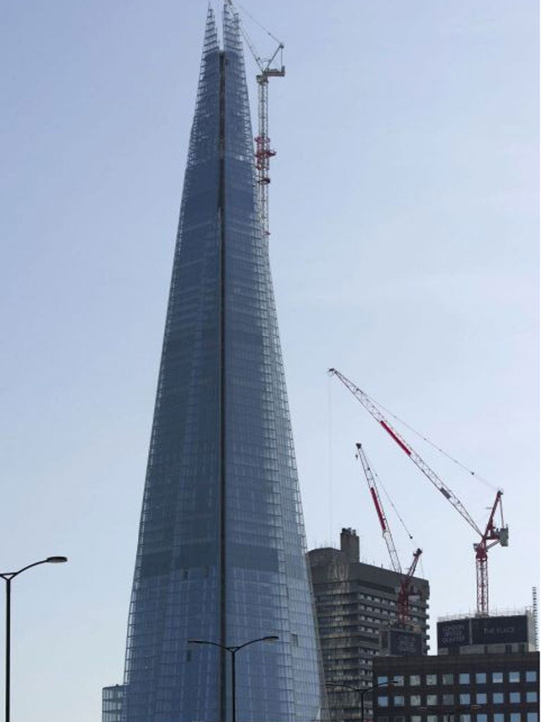 The Shard, the European Union's tallest building, under construction in the center of London