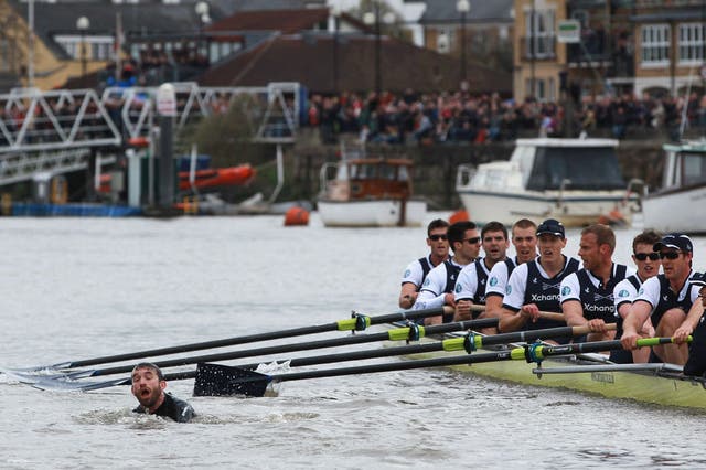 Trenton Oldfield brought the Oxford-Cambridge Boat Race to a dramatic halt 
