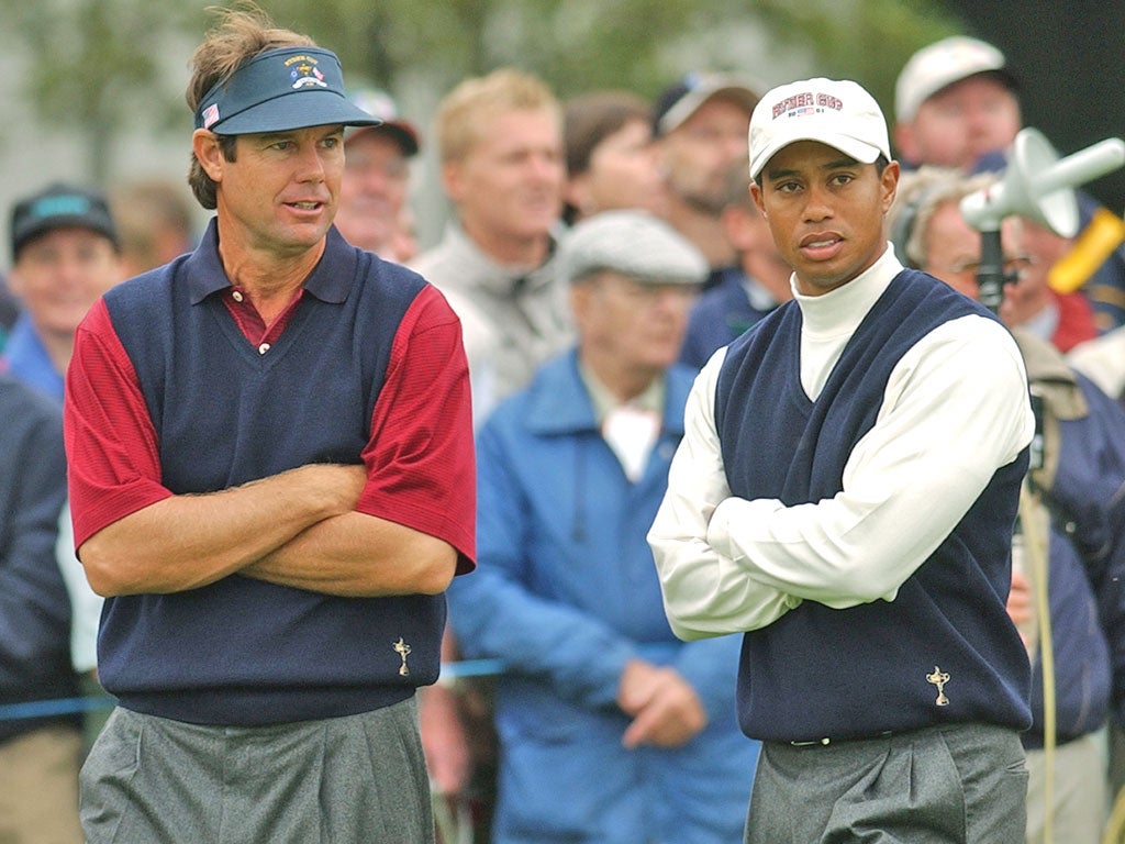 Azinger and Woods, pictured together at the 2002 Ryder Cup