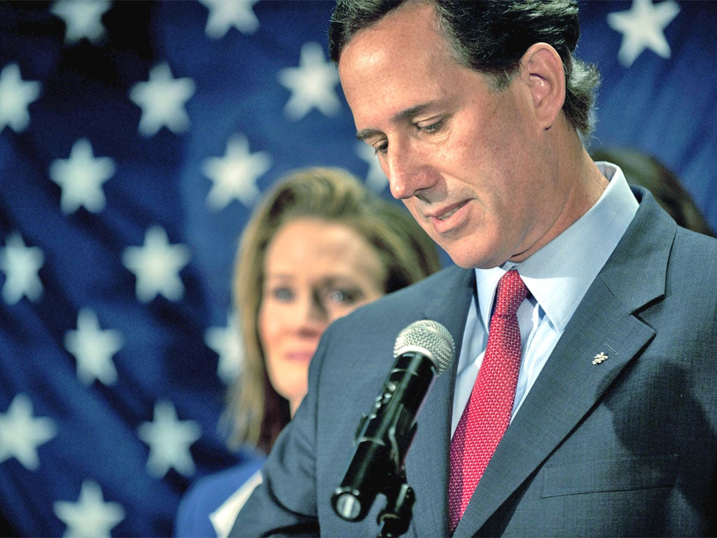 Rick Santorum with his wife Karen yesterday