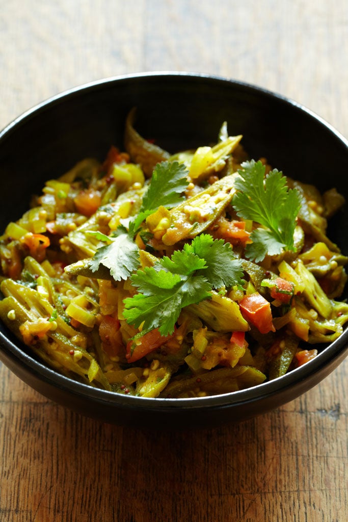 Okra with mustard seeds