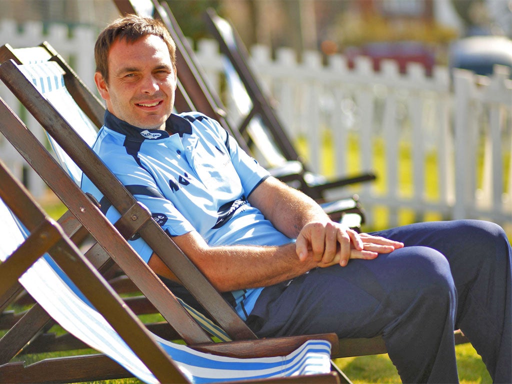 Michael Yardy relaxes at Sussex's press day at Hove earlier this month