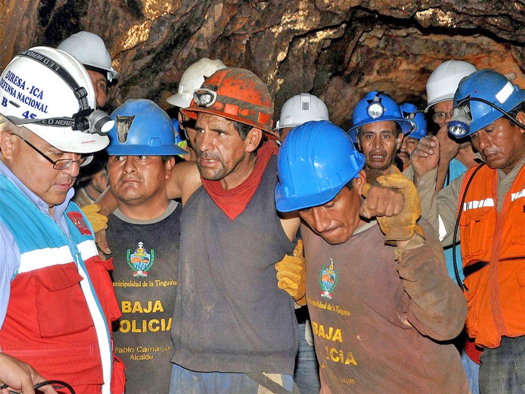 The trapped miners vowed to walk to freedom at the end of their ordeal but needed the help of their rescuers when they finally emerged