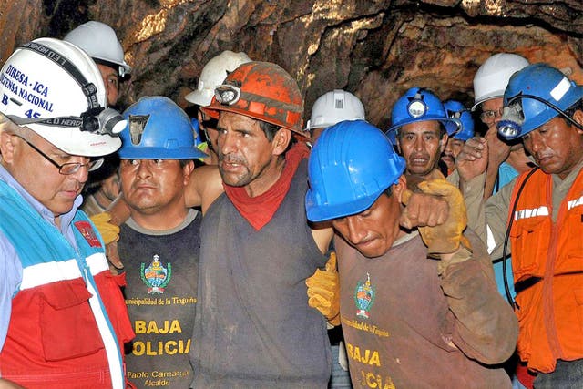 The trapped miners vowed to walk to freedom at the end of their ordeal but needed the help of their rescuers when they finally emerged