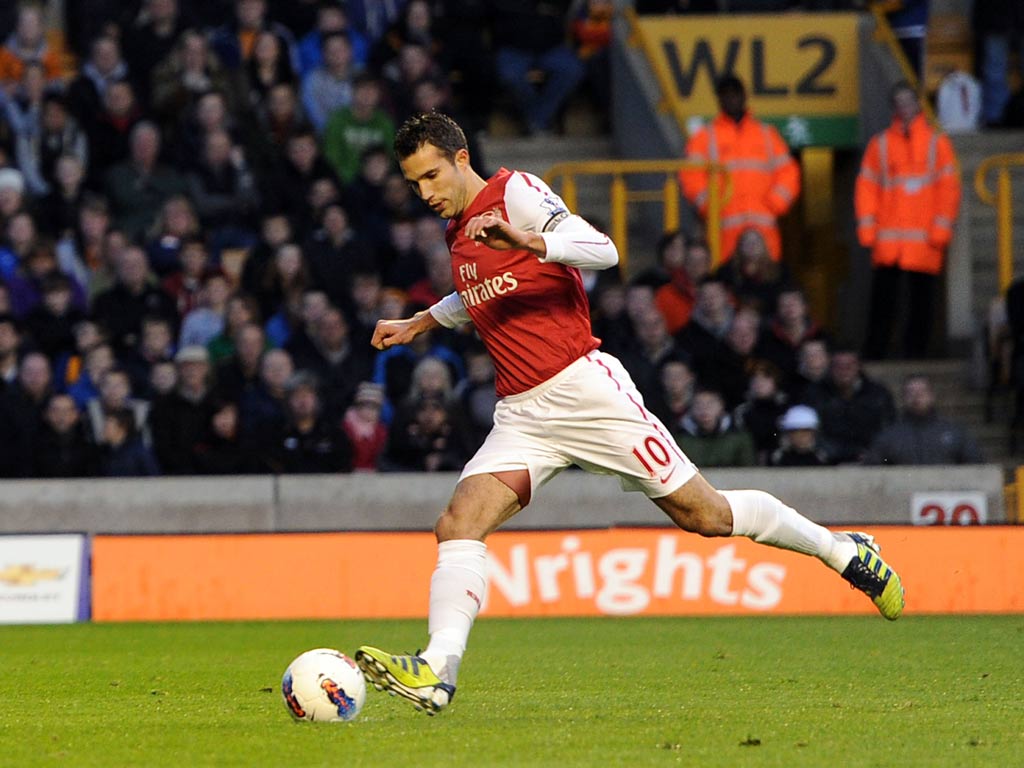 Van Persie netted against a 17th different Premier League team in the same season with his penalty at Molineux