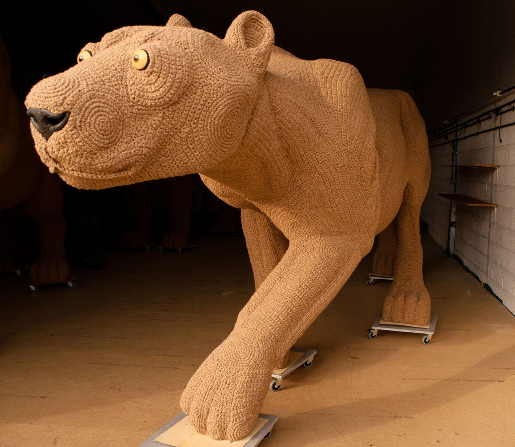 Shauna Richardson's Lionheart Project features three giant crocheted lions
