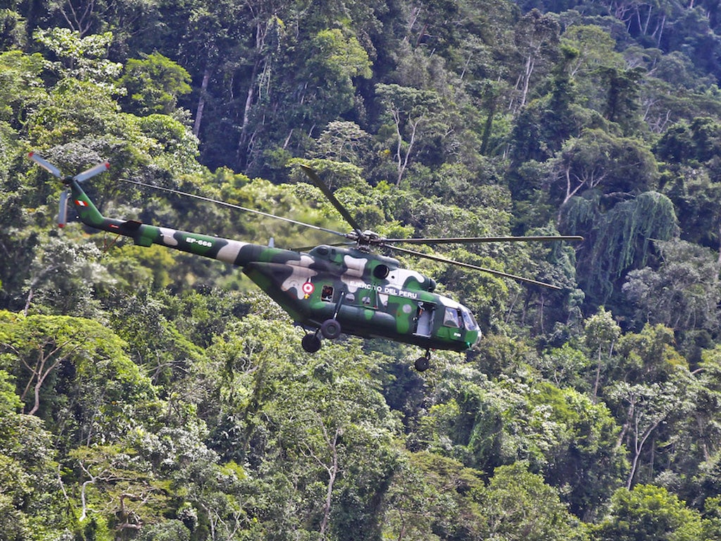 Guerrillas attacked a helicopter transporting armed police