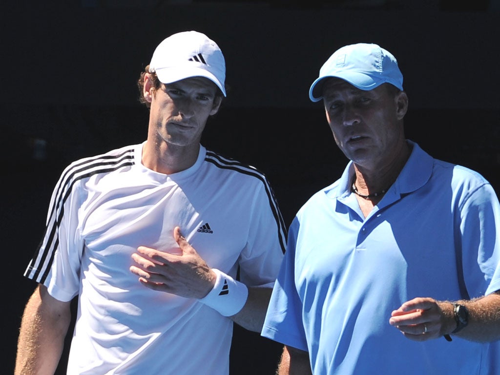 Lend a hand: Andy Murray feels 'much calmer' with Ivan Lendl watching him