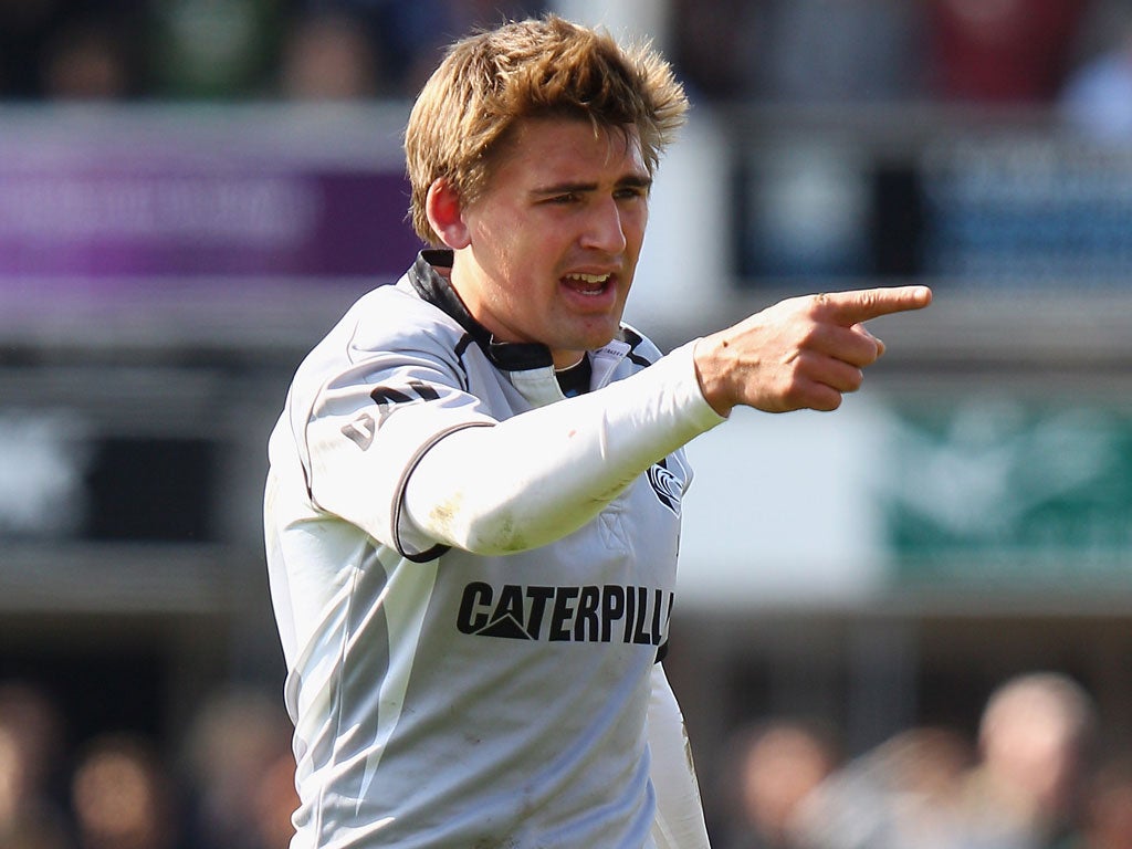 TOBY FLOOD: Leicester’s fly-half scored two tries and kicked 15 points to remind Stuart Lancaster of his capabilities