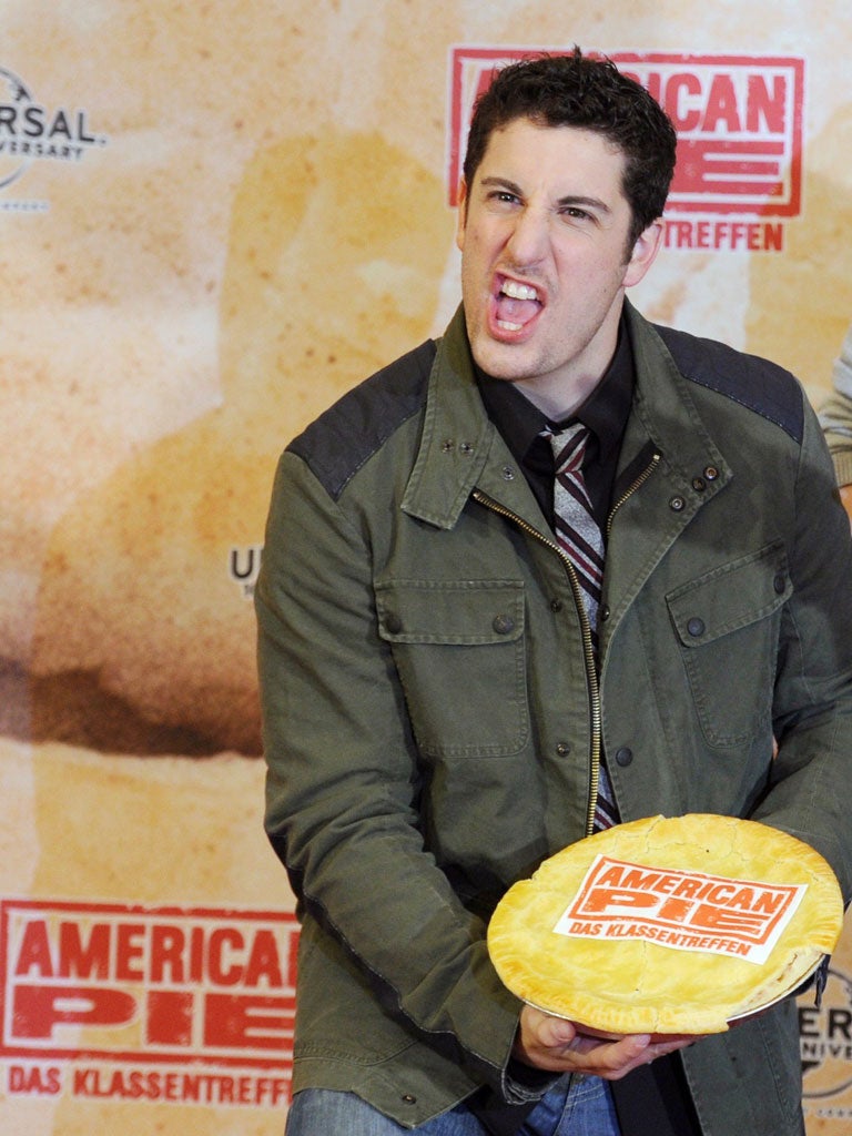 Good to be back?: Jason Biggs, of the ‘American Pie’ movies at a premiere in Germany