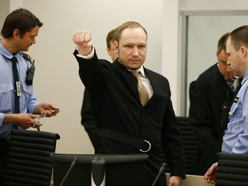 Breivik's salute was an appeal to the basest instincts of the watching world