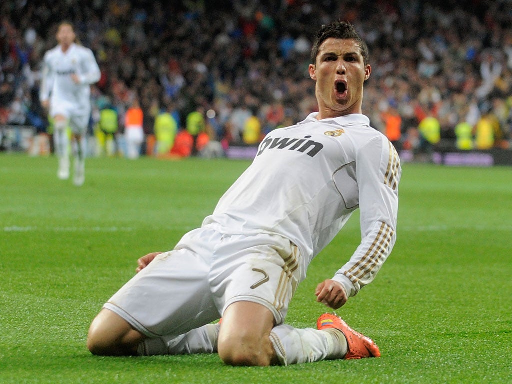 Ronaldo’s 41 league goals for Real this season put him on a par with Barcelona’s Messi