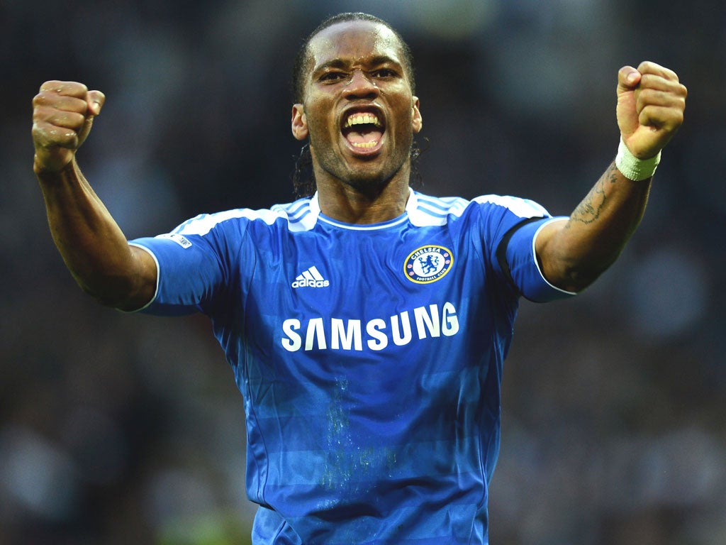 Didier Drogba celebrates during Chelsea’s victory over Tottenham