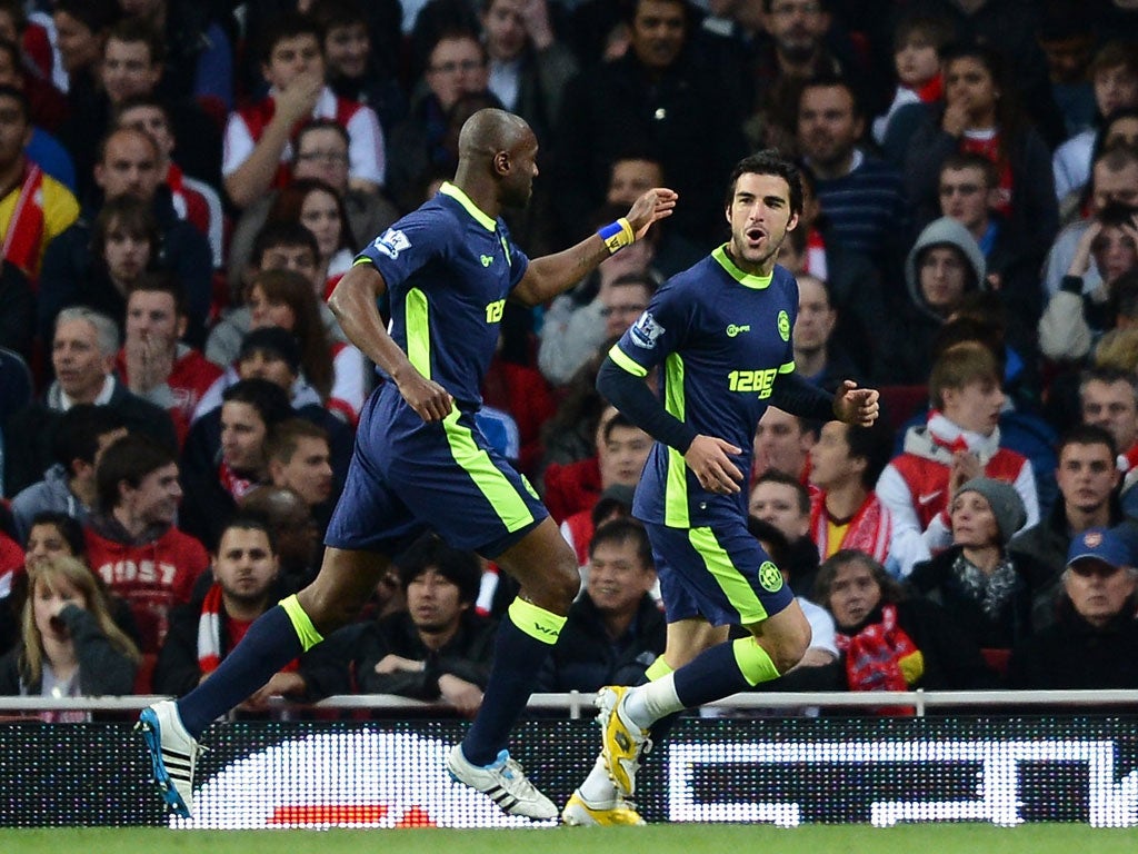 Arsenal 1-2 Wigan The crowd at the Emirates were left stunned when just a minute later Jordi Gomez put the Latics two ahead.