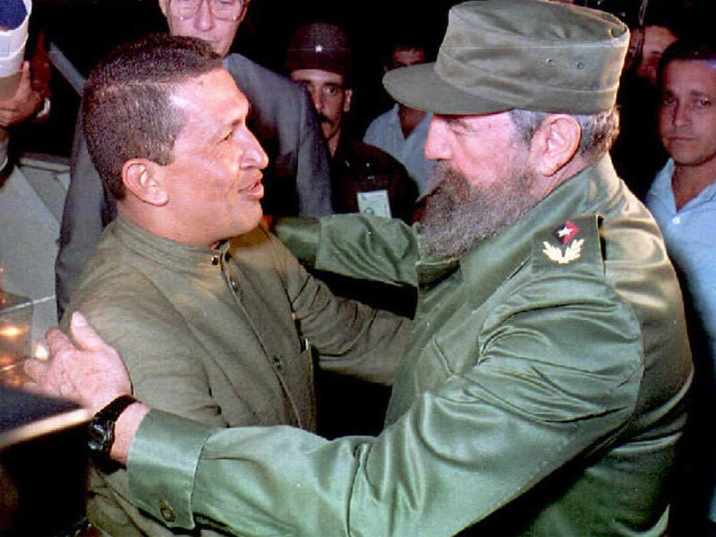 Chavez with Fidel Castro in Cuba, where he has gone for cancer treatment