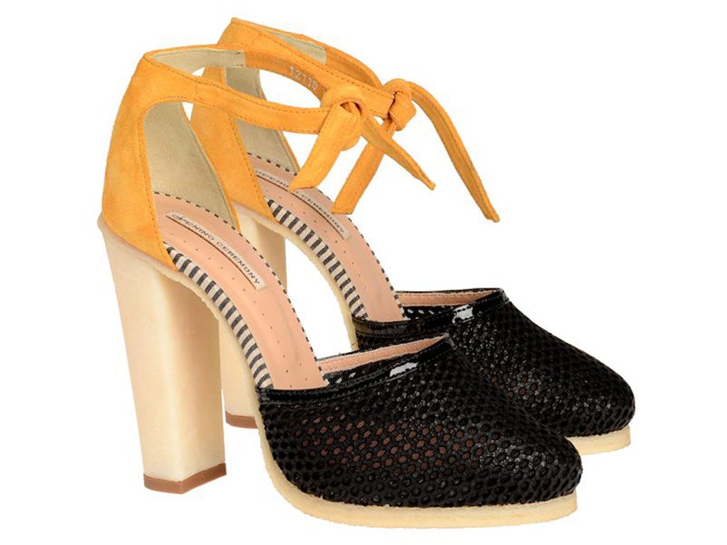 <p><strong>1. Opening Ceremony</strong></p>
<p>The contrasting tie on these honeycomb sandals makes them great for creating the illusion of longer legs. Quirky yet wearable, they look brilliant with cut-off shorts or jeans.</p>
<p><strong>Where:</strong> <a href="http://www.brownsfashion.com/home/" target="_blank" title="brownsfashion.com">brownsfashion.com</a></p>
<p><strong>How much:</strong> £325</p>