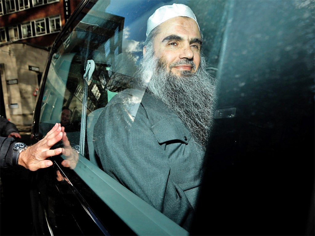 Abu Qatada is driven away after being refused bail at Tuesday's hearing