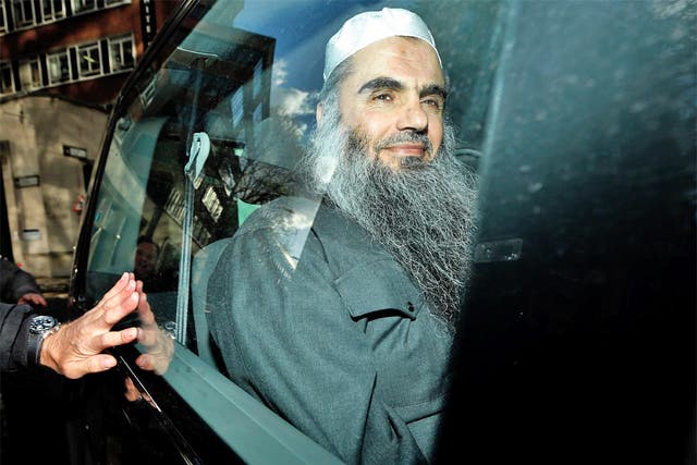 Abu Qatada is driven away after being refused bail at Tuesday's hearing
