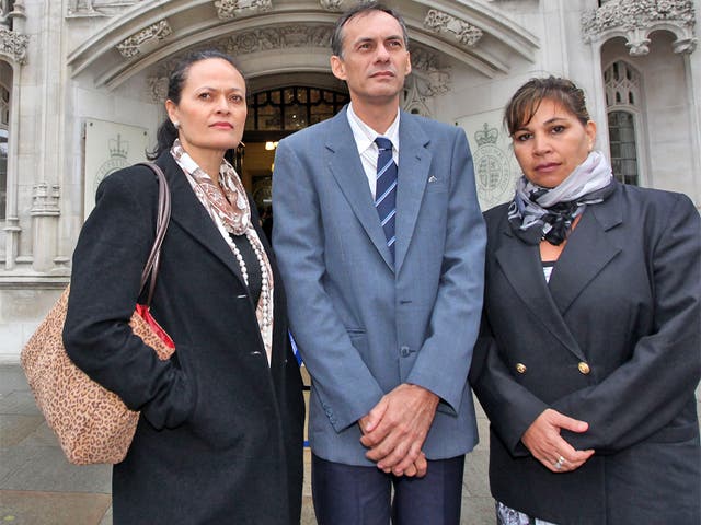 From left, Ellena Tavioni, Alistair Macquarie and Tere Carr are have travelled 10,000 miles to state their case in London