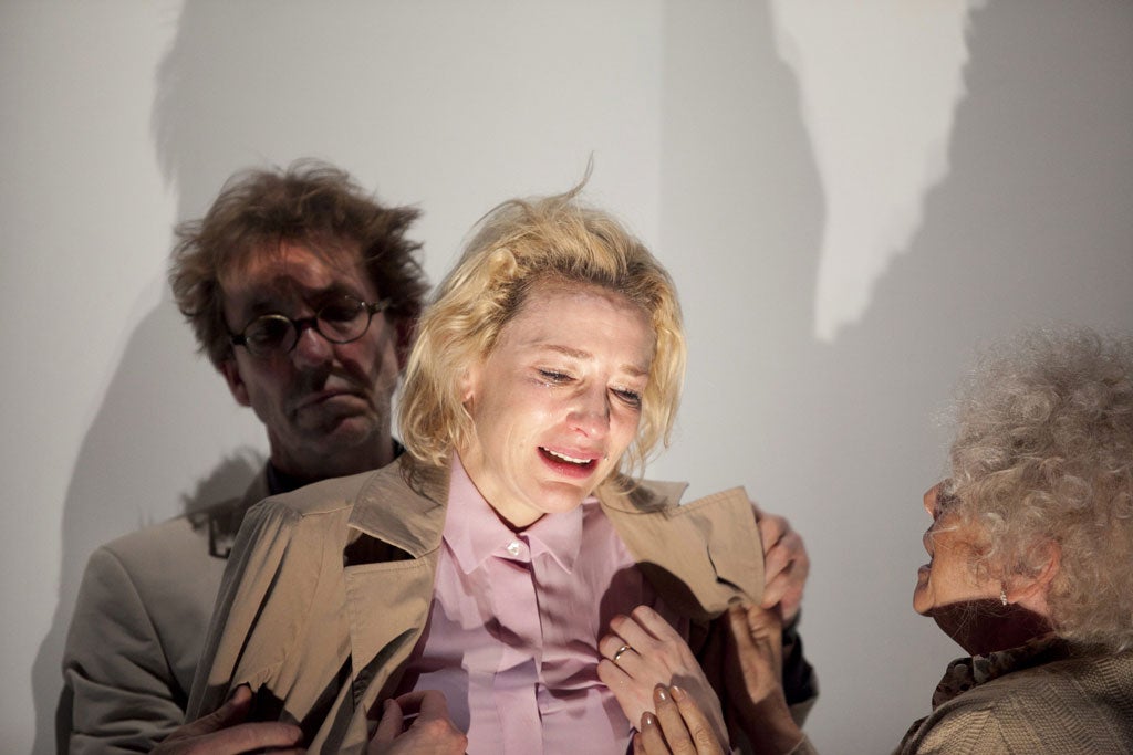 Cate Blanchett's performance in Big and Small at the Barbican has been hailed as 'mesmerising' and 'magnificent'