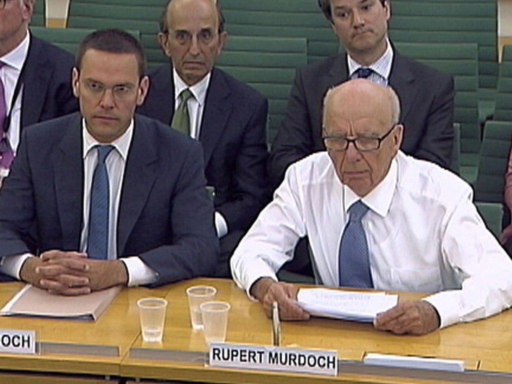 The Murdochs appear before the Culture Select Committee in July 2011