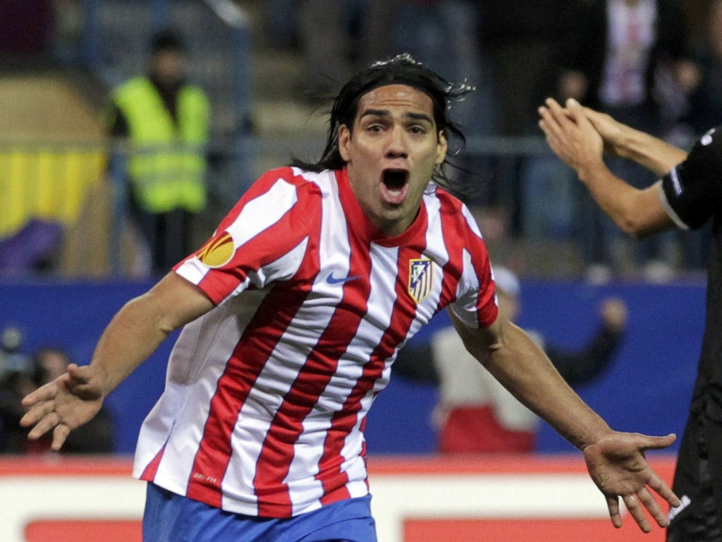 Falcao gave Atletico the lead at the Vicente Calderon in the 18th minute, reacting quickly to head in from close range
